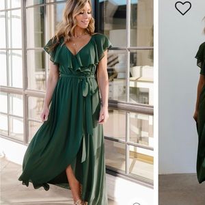 Katya Ruffle Maxi Dress | Evergreen
